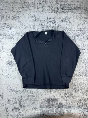 Vintage JE Morgan Thermal Shirt Mens 2XL Black Henley Waffle Knit Workwear Tee